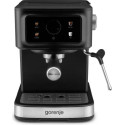 Кавоварка Gorenje ріжкова 1.5л, мелена, ручний капучинатор, чорний