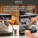 Кавоварка Krups ріжкова Precision+, 3.5л, вдубована кавомолка, ручний капучинатор, 15 бар, чорний-сірий