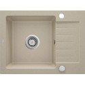 Мийка кухонна Deante Zorba, граніт, прямокутник, з крилом, 580х440х164мм, чаша - 1, накладна, пісок