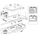 Варильна поверхня Whirlpool газова на склі, 60см, чавун, конфорка з подвійним рядом полум'я, чорний