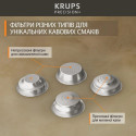 Кавоварка Krups ріжкова Precision+, 3.5л, вдубована кавомолка, ручний капучинатор, 15 бар, чорний-сірий