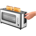 Тостер Sencor 1200Вт, підігрів, розморожування, з віконцем, нерж. сталь, сіро-чорний