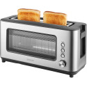 Тостер Sencor 1200Вт, підігрів, розморожування, з віконцем, нерж. сталь, сіро-чорний