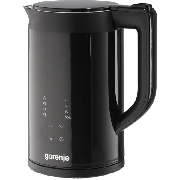 Електрочайник Gorenje 1.7л, подвійні стінки, LED дисплей, Strix контроль, чорний