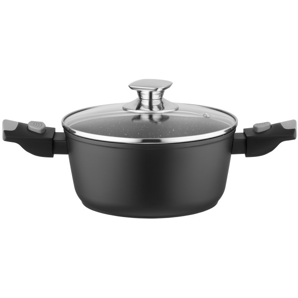 Каструля зі скляною кришкою ARDESTO Gemini Bari, 2.5л, алюміній, чорний