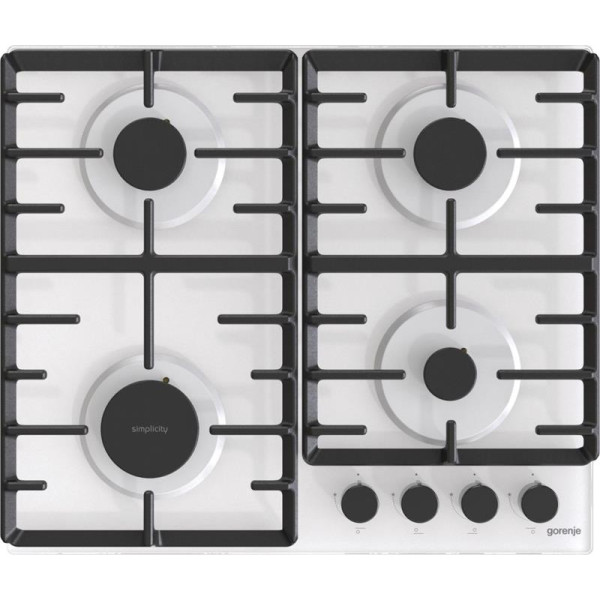 Варильна поверхня Gorenje газова на склі, 60см, чавун, білий