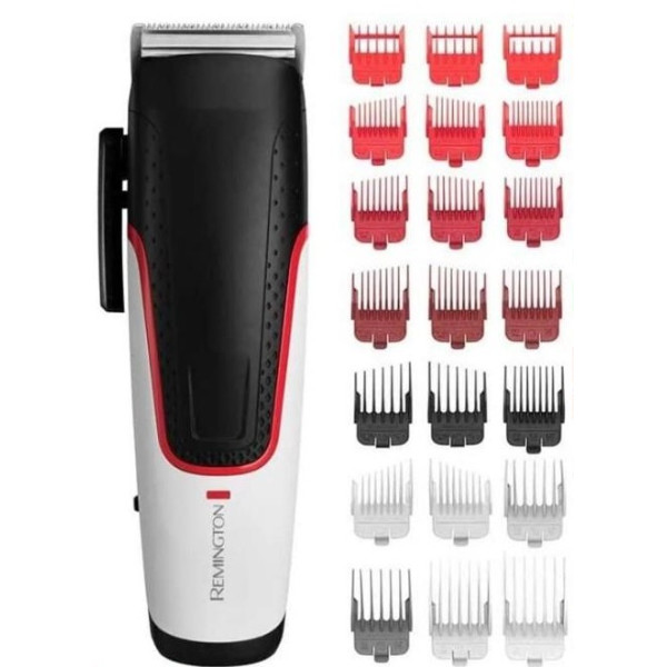 Машинка для стриження Remington E51 Easy Fade Hair Clipper, мережа+акум., роторний мотор, насадок-3, кейс, титан.напил., чорн-біл