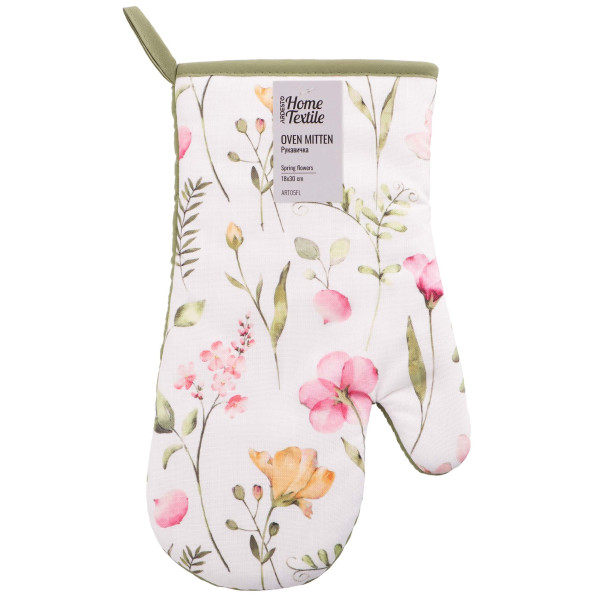 Рукавичка ARDESTO Spring flowers 18х30см, 100% поліестер (верх), 100% бавовна (низ), білий