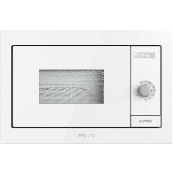 Мікрохвильова піч Gorenje вбудовувана Simplicity, 23л, міх. управл., 900Вт, гриль, дисплей, білий
