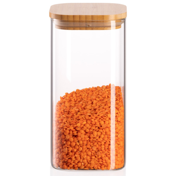 Банка для зберігання ARDESTO Midori, 700мл, скло, бамбук, квадратна, прозорий