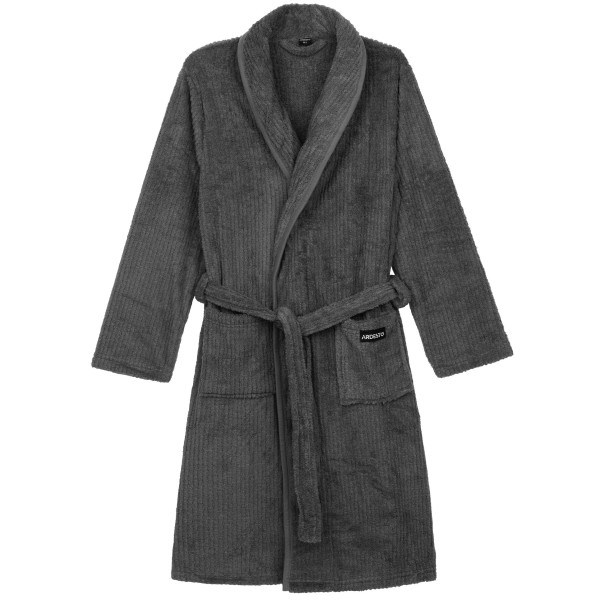 Халат чоловічий ARDESTO Stripe, розмір M/L, 100% поліестер, сірий