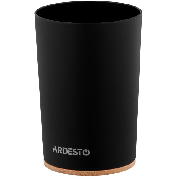 Склянка для зубних щіток ARDESTO Minimalism 7.8x11.3см, поліпропілен, бамбук, чорний