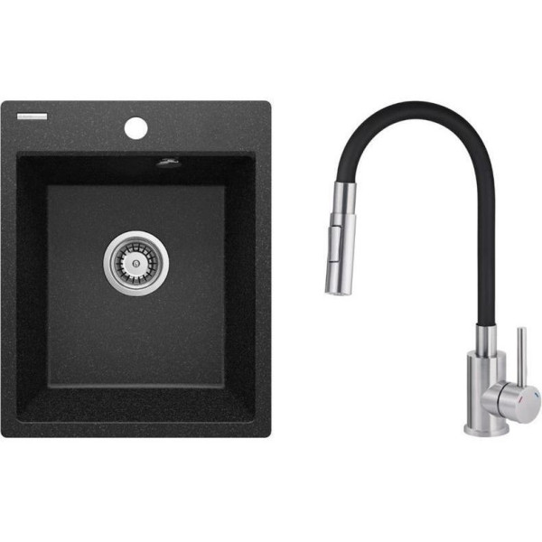 Набір для кухні Deante Corio, гранітна мийка ZRC_2103 + зміш. BOC_B740, графіт