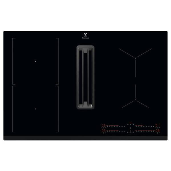 Варильна повверхня Electrolux індукційна, 80см, розширена зона, вбудована витяжка, чорний