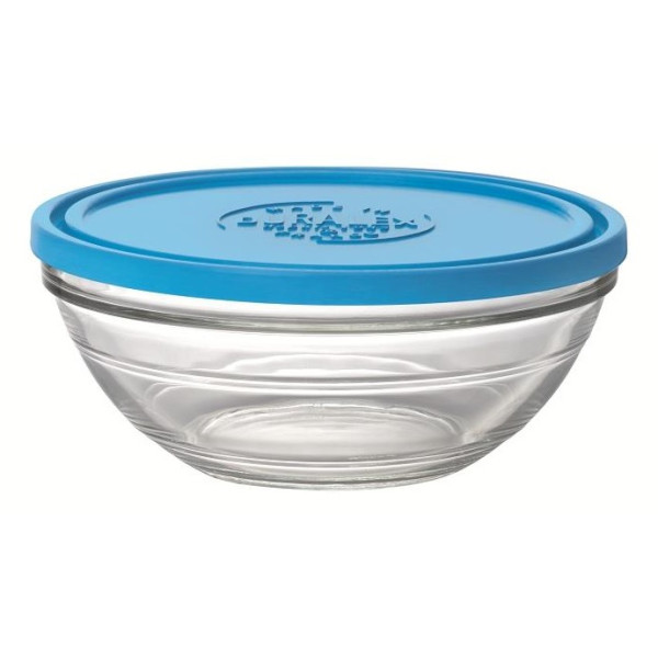 Контейнер для зберігання Duralex Rond, круглий, 23см, 2400мл, скло, платик, прозорий, синій