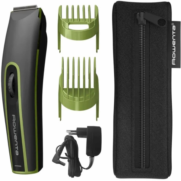 Машинка для стрижки Rowenta Nomad Sport Collection, акум., роторний мотор, насадок-2, кейс, сталь, чорно-зелений