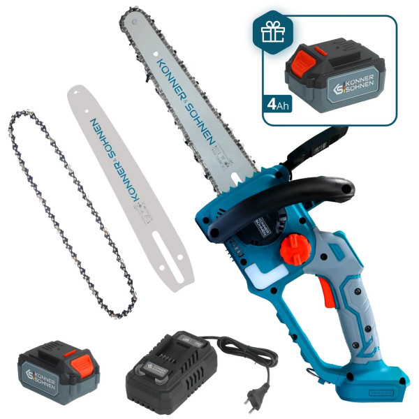 Пила ланцюгова акумуляторна Konner&Sohnen KS MCS20V-12 SET PLUS 20В акб 2х4А·год шина 30см ЗП 2.05кг