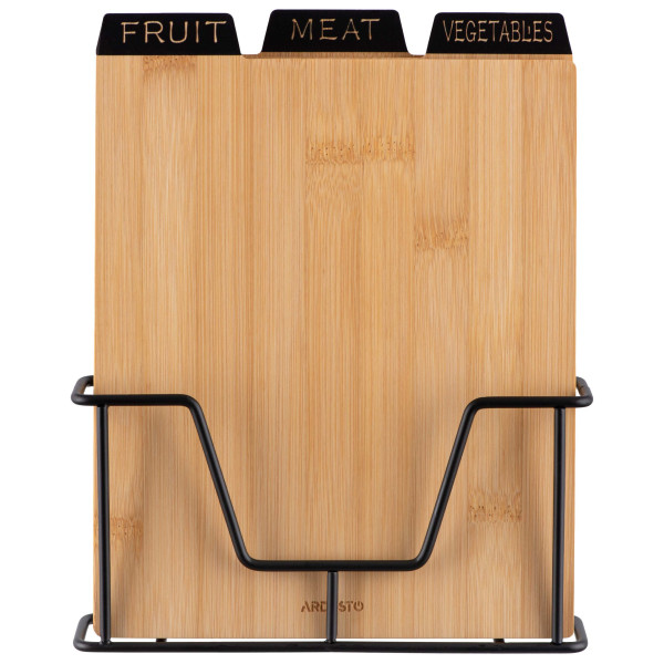 Набір дошок кухонних на підставці ARDESTO Midori, 3шт, 23.5х7.5х27см, бамбук, метал