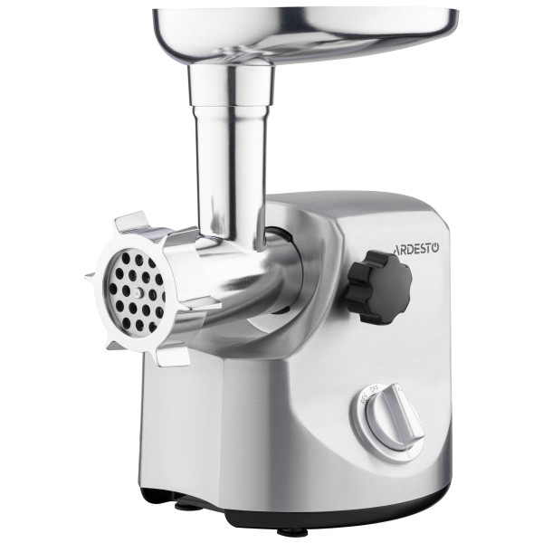 М'ясорубка ARDESTO, 3000Вт, продук.-2.6кг/хв, 4 решітки + для ковб., кеббе, 3 терки, метал, сріблястий