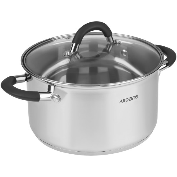 Каструля зі скляною кришкою ARDESTO Gemini Salerno, 4.4л, нержавіюча сталь, силікон