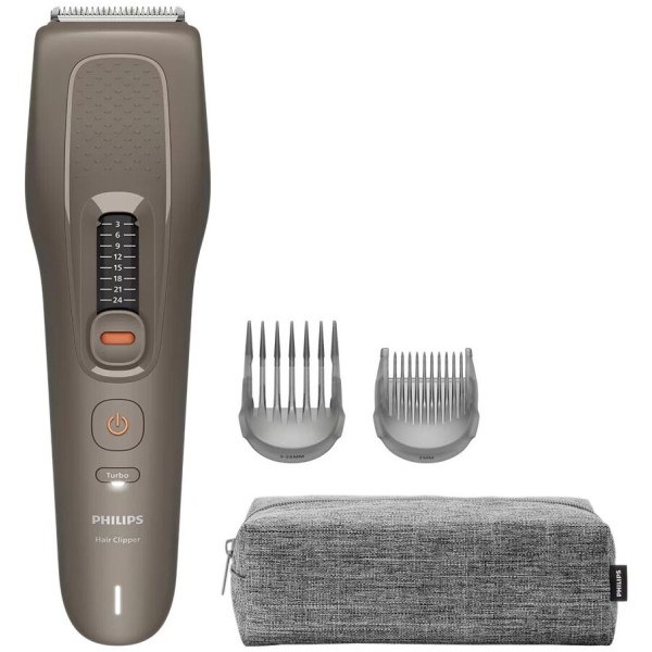 Машинка для стриження Philips Series 5000, акум., роторний мотор, насадок-2, кейс, сталь, коричневий