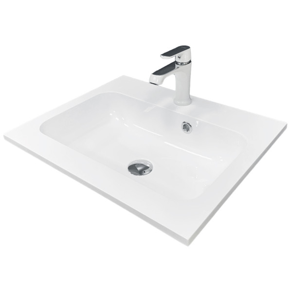 Раковина, умивальник Adamant FRATE, штучний камінь, прямокут., з отвором для змішувача, з отвором для переливу, 550x450x1525мм, накладний, білий