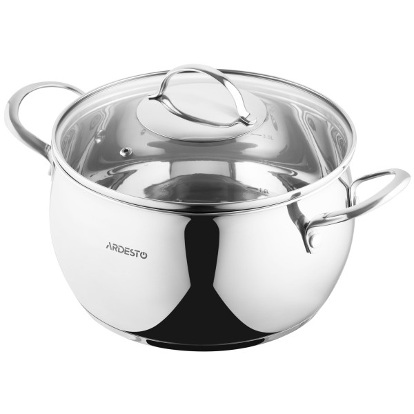 Каструля зі скляною кришкою ARDESTO Gemini Liguria, 5л, нержавіюча сталь