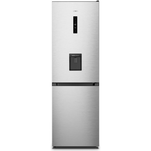 Холодильник Gorenje з нижн. мороз. камерою, 186х59х60см, 2 дв., Х- 207л, М- 97л, A+, NoFrost Plus, Fresh zone, дозатор для води, нерж