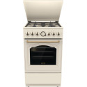 Плита Gorenje комбінована, 70л, 50x60см, дисплей, газ-контроль, чавун, слонової кістки
