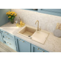 Мийка кухонна Deante Evora, граніт, прямокутник, з крилом, 780х440х193мм, чаша - 1, накладна, пісок