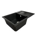 Набір кухонний Adamant Horizon Medium, штучний камінь, прямокут., з крилом, 700х500х230мм, чаша - 1, врізна, чорний + змішувач та дозатор
