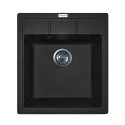 Набір кухонна Adamant Brick, штучний камінь, квадрат, без крила, 460x515x200мм, чаша - 1, врізна, чорний + змішувач та дозатор