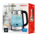 Електрочайник ARDESTO 1.7л, Strix, скло, сріблясто-чорний