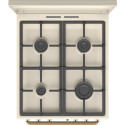Плита Gorenje комбінована, 70л, 50x60см, дисплей, газ-контроль, чавун, слонової кістки