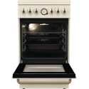 Плита Gorenje комбінована, 70л, 50x60см, дисплей, газ-контроль, чавун, слонової кістки