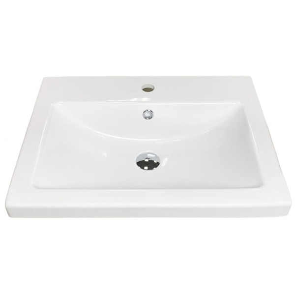 Раковина, умивальник Adamant CERS, штучний камінь, прямокут., з отвором для змішувача, з отвором для переливу, 495x390x158мм, накладний, білий