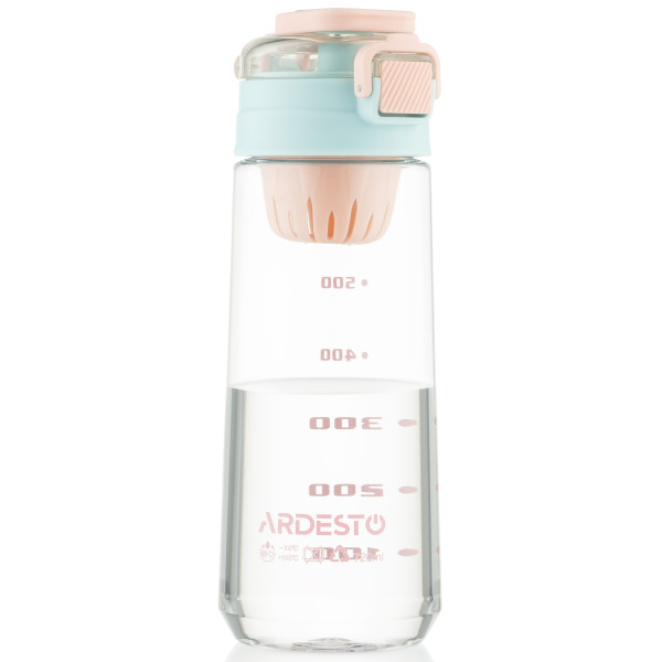Пляшка для води з відсіком для фруктів ARDESTO Duo 720мл, пластик, блакитний, рожевий