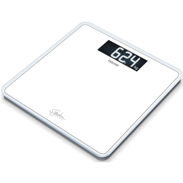 Ваги Beurer підлогові, 200кг, великий дисплей, AAAx3 в комплекті, загартоване скло, білий