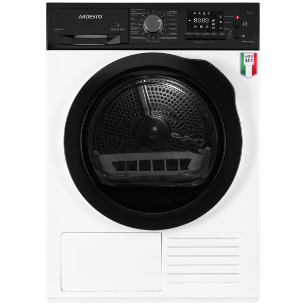 Сушильна машина ARDESTO тепловий насос Bianco Vero, 8кг, A+++, 63см, дисплей, інвертор, підсвіч.барабана, білий