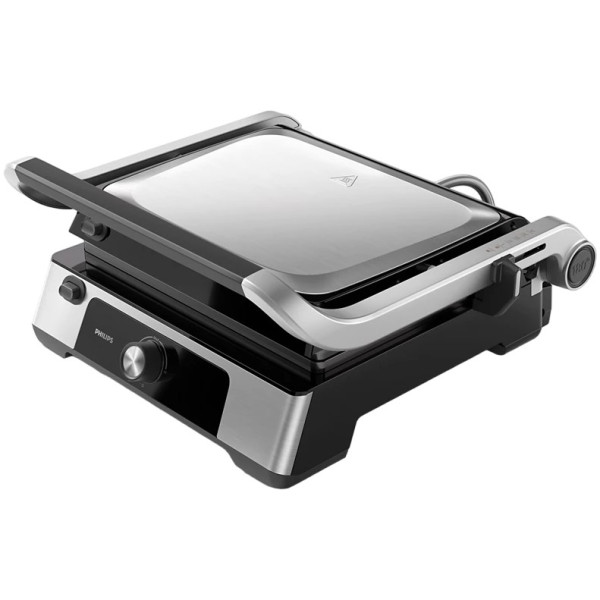 Гриль Philips прижимний Series 5000, 2200Вт, з`ємні пластини, розкриття на 180°, метал