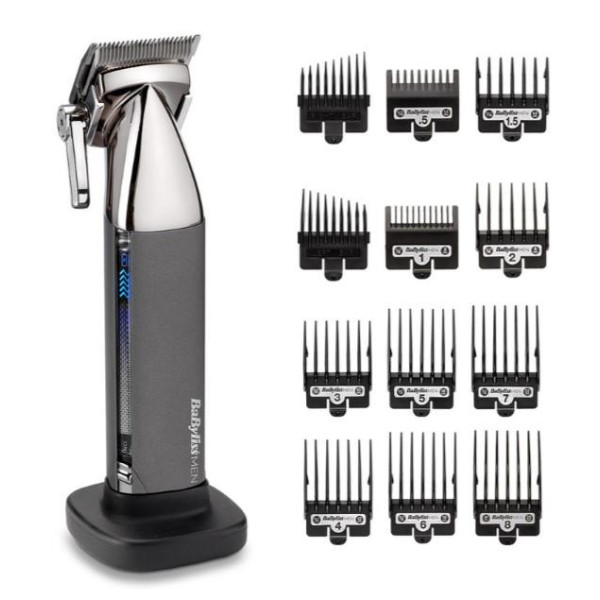 Машинка для стриження Babyliss Super-X Metal Series, мережа+акум., вібраційний мотор, насадок-10, кейс, чохол, гребінець у компл., сталь, сірий