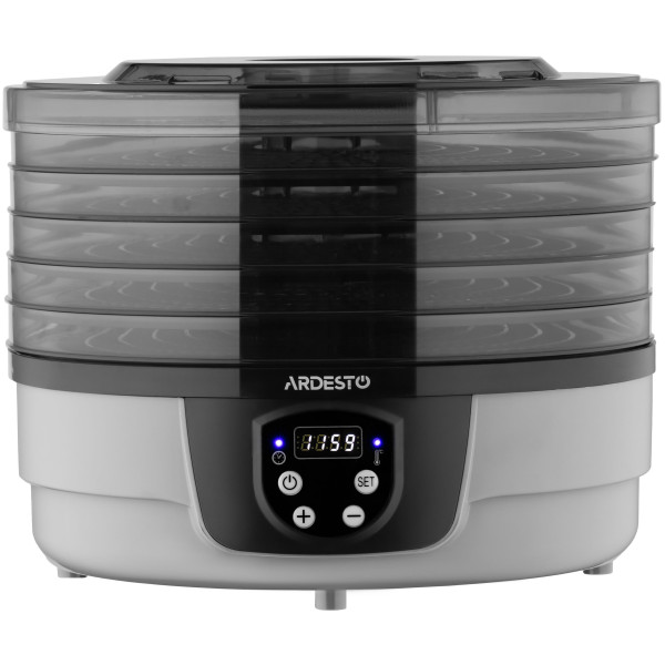 Сушарка для продуктів ARDESTO FDB-532TTC, 250Вт, піддонів -5x3см, діаметр-32см, макс-70°С, таймер, електр. управління, пластик , білий