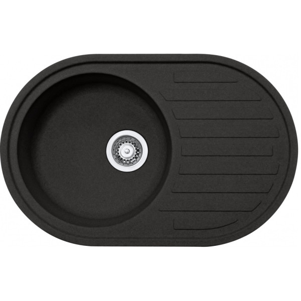 Мийка кухонна Franke RONDA фраграніт, овал, з крилом, 770х500х205мм, чаша - 1, врізна, онікс