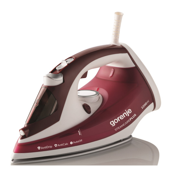 Праска Gorenje, 2200Вт, 280мл, паровий удар -90гр, верт. відпарювання, антинакип, автовідключення, керам. підошва, бордовий