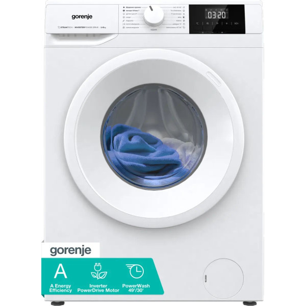 Пральна машина Gorenje фронтальна, 6кг, 1000, A++, 42см, дисплей, пар, інвертор, білий