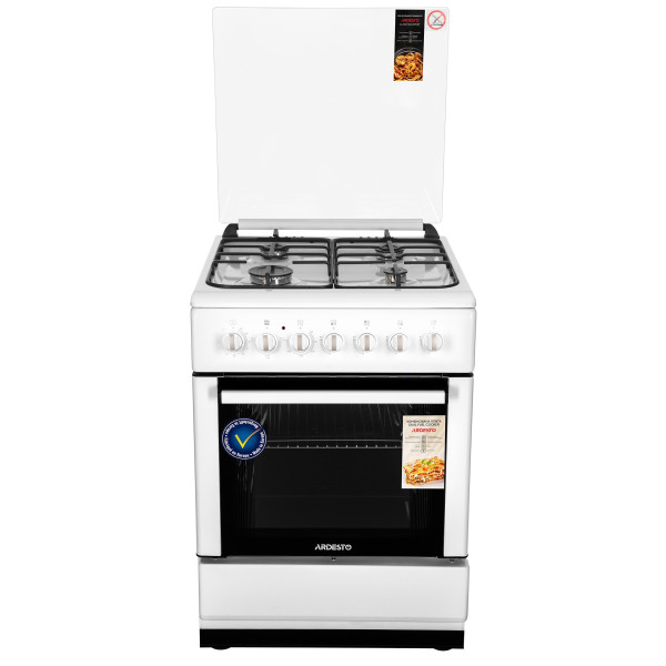 Плита ARDESTO комбі, 64л, 60x60см, підсвічування, форсунки LPG (підключення газового балона), знімні направляючі, білий