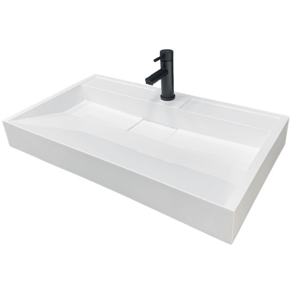 Раковина, умивальник Adamant VISION, штучний камінь, прямокут., з отвором для змішувача, без переливу, 800х455х110мм, накладний, білий