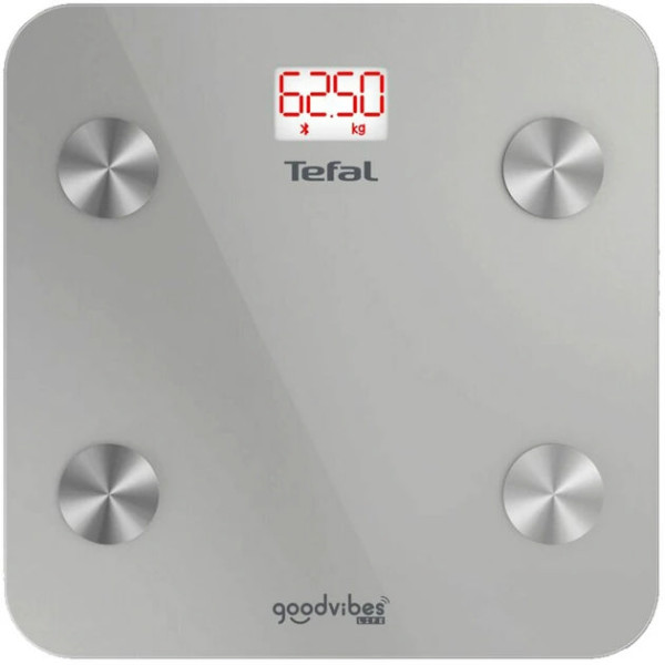 Ваги Tefal підлогові Goodvibes Life, 160кг, Bluetooth, AAAx3 в комплекті, скло, сірий
