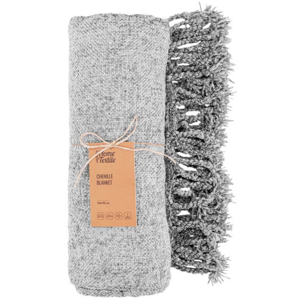 Плед ARDESTO Chenille 140х190см, 100% поліестер, сірий світлий