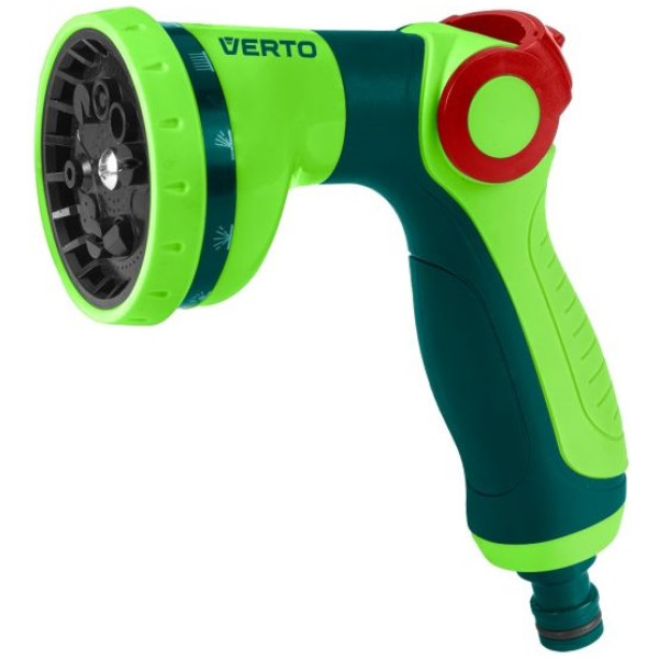 Зрошувач ручний Verto, пістолетний, 1/2"-3/4", 10 функцій, регулювання напорурегулювання напору / розпилу води, тримач двокомпонентний